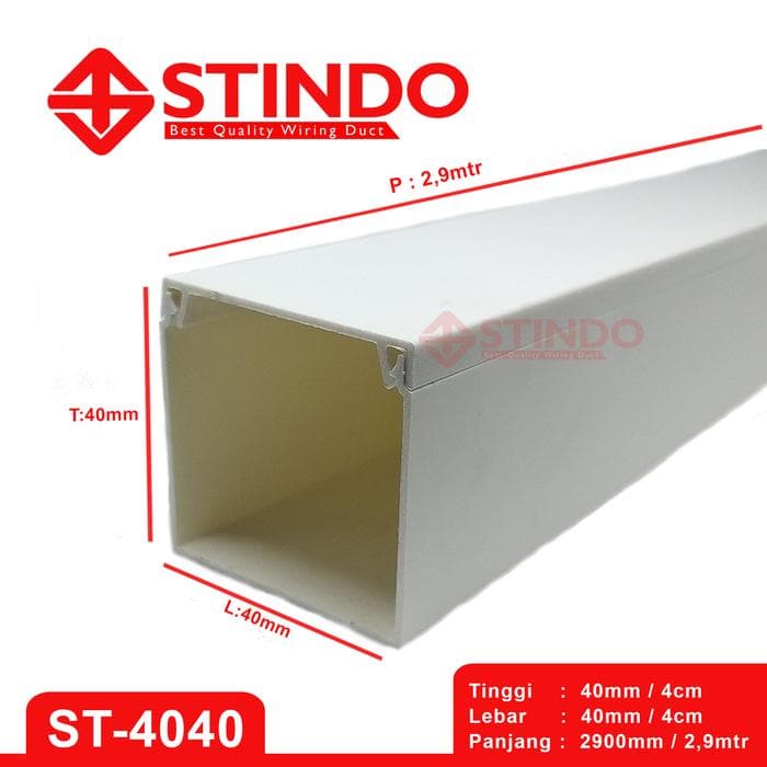 Kabel Duct / Wiring Duct / Trunking 40x40 panjang 2,9mtr STINDO