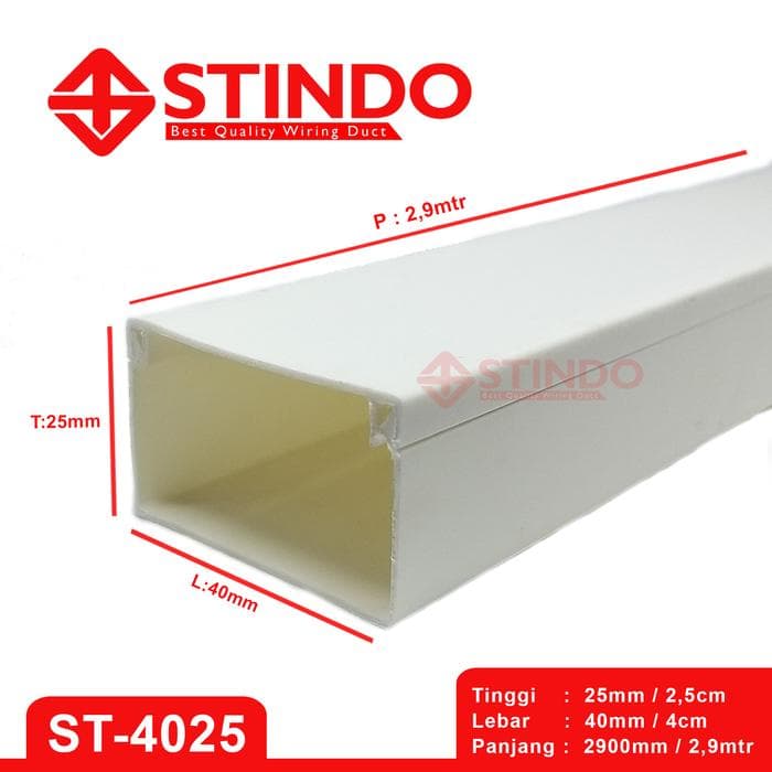 Kabel Duct / Wiring Duct / Trunking 40x25 panjang 2,9mtr STINDO