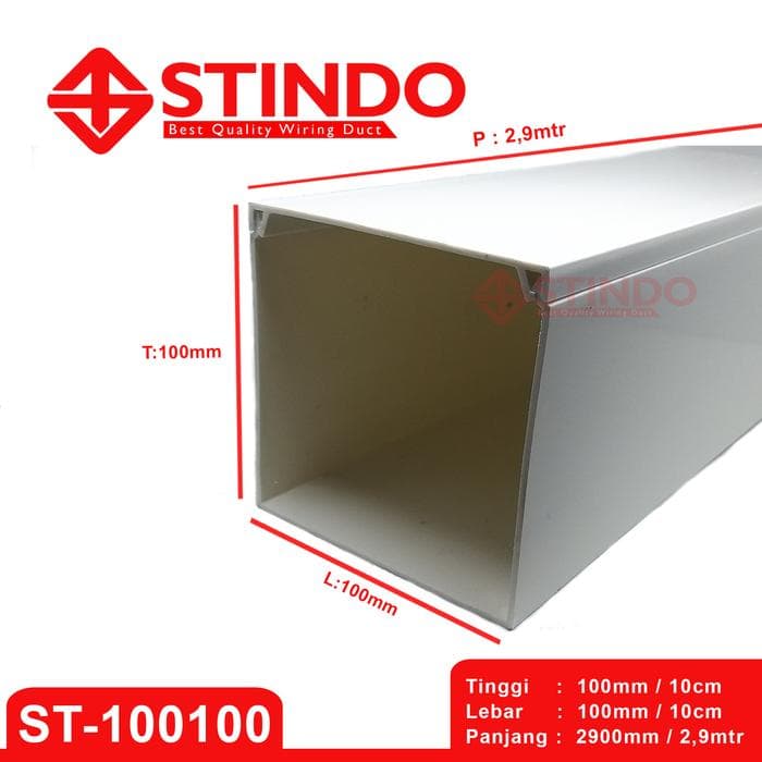 Kabel Duct / Wiring Duct / Trunking 100x100 panjang 2,9mtr STINDO