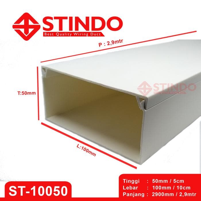 Kabel Duct / Wiring Duct / Trunking 100x50 panjang 2,9mtr STINDO