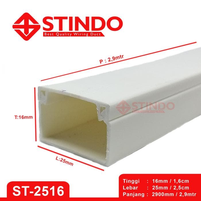 Kabel Duct / Wiring Duct / Trunking 25x16 panjang 2,9mtr STINDO