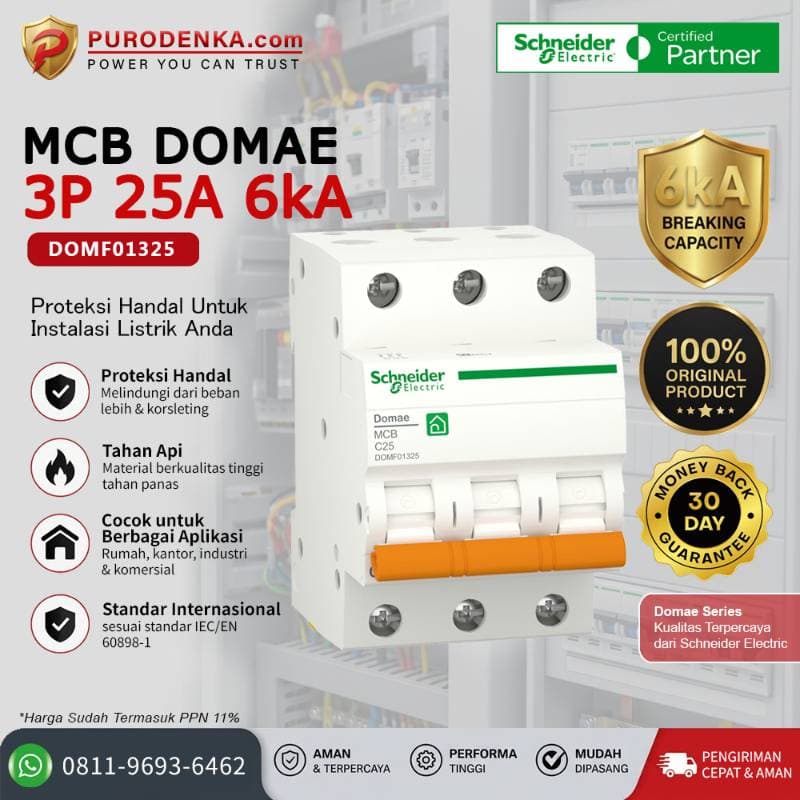 SCHNEIDER MCB DOMAE 3P 25A 6kA DOMF01325
